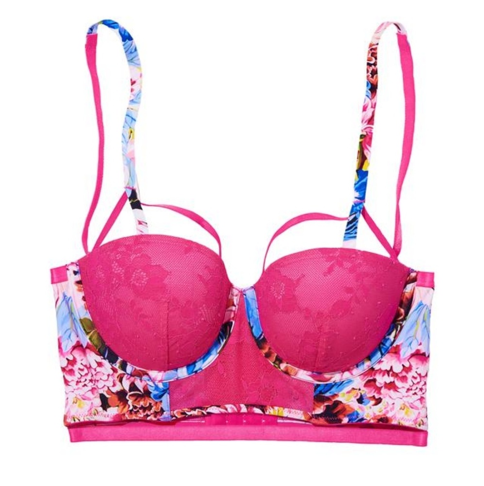 Mary Katrantzou x VS Pink Floral Long Line Bra